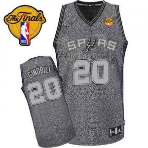 Maillot Authentic San Antonio Spurs NBA Static Fashion Finals Patch Gris - #20 Manu Ginobili - Homme