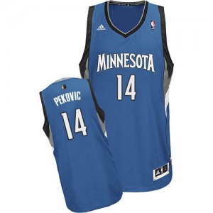 Maillot Adidas Slate Blue Road Swingman Minnesota Timberwolves - Nikola Pekovic #14 - Homme