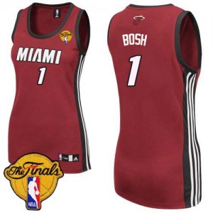 Maillot NBA Rouge Chris Bosh #1 Miami Heat Alternate Finals Patch Authentic Femme Adidas