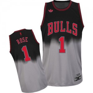 Maillot NBA Chicago Bulls #1 Derrick Rose Gris noir Adidas Swingman Fadeaway Fashion - Homme