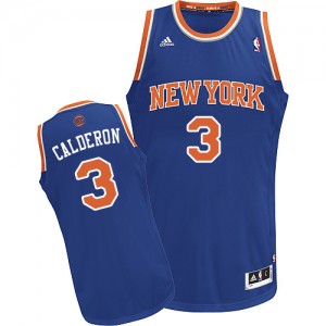Maillot NBA Bleu royal Jose Calderon #3 New York Knicks Road Swingman Homme Adidas