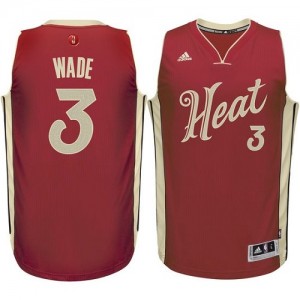 Miami Heat #3 Adidas 2015-16 Christmas Day Rouge Authentic Maillot d'équipe de NBA 100% authentique - Dwyane Wade pour Homme