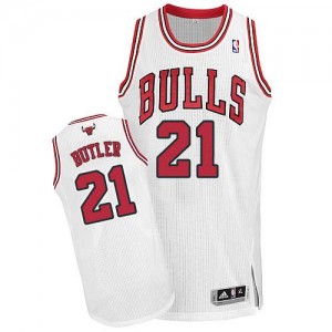 Maillot NBA Chicago Bulls #21 Jimmy Butler Blanc Adidas Authentic Home - Homme