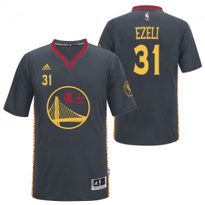 Maillot NBA Golden State Warriors #31 Festus Ezeli Noir Adidas Authentic Slate Chinese New Year - Homme