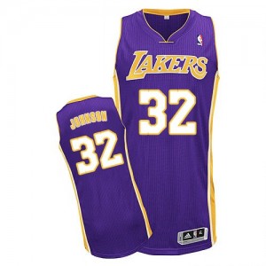Maillot Adidas Violet Road Authentic Los Angeles Lakers - Magic Johnson #32 - Homme
