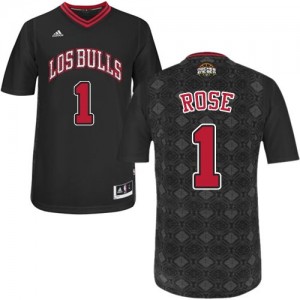 Maillot Authentic Chicago Bulls NBA New Latin Nights Noir - #1 Derrick Rose - Homme