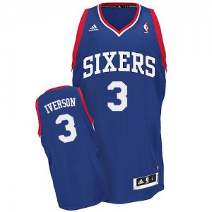 Philadelphia 76ers #3 Adidas Alternate Bleu royal Swingman Maillot d'équipe de NBA boutique en ligne - Allen Iverson pour Enfants