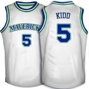 Dallas Mavericks #5 Adidas Throwback Blanc Swingman Maillot d'équipe de NBA Discount - Jason Kidd pour Homme
