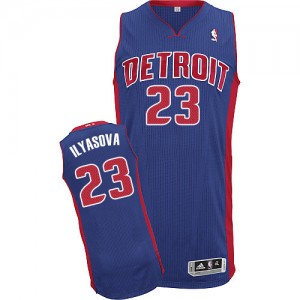 Maillot NBA Detroit Pistons #23 Ersan Ilyasova Bleu royal Adidas Authentic Road - Homme