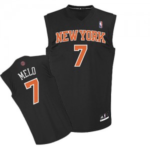 New York Knicks Carmelo Anthony #7 Melo Fashion Authentic Maillot d'équipe de NBA - Noir pour Homme