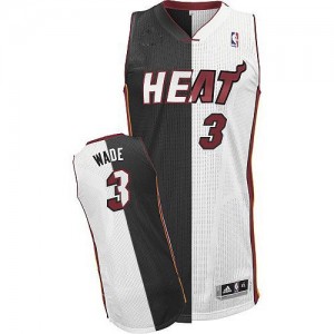 Maillot Authentic Miami Heat NBA Split Fashion Noir Blanc - #3 Dwyane Wade - Homme