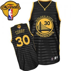 Maillot NBA Golden State Warriors #30 Stephen Curry Gris noir Adidas Authentic Groove 2015 The Finals Patch - Femme