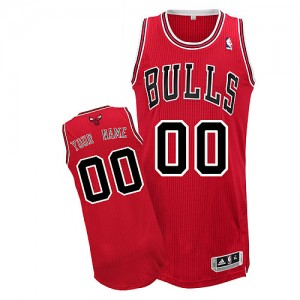 Chicago Bulls Authentic Personnalisé Road Maillot d'équipe de NBA - Rouge pour Enfants