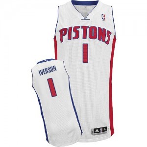 Maillot Adidas Blanc Home Authentic Detroit Pistons - Allen Iverson #1 - Homme