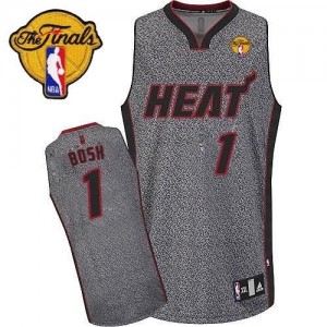 Maillot Authentic Miami Heat NBA Static Fashion Finals Patch Gris - #1 Chris Bosh - Homme