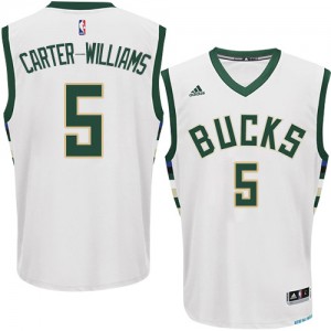Milwaukee Bucks #5 Adidas Home Blanc Authentic Maillot d'équipe de NBA Vente pas cher - Michael Carter-Williams pour Homme