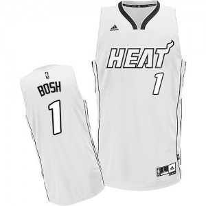 Maillot NBA Miami Heat #1 Chris Bosh Blanc Adidas Swingman - Homme