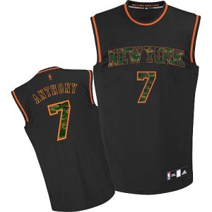 New York Knicks Carmelo Anthony #7 Fashion Authentic Maillot d'équipe de NBA - Camo noir pour Homme