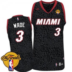 Maillot NBA Miami Heat #3 Dwyane Wade Noir Adidas Authentic Crazy Light Finals Patch - Homme