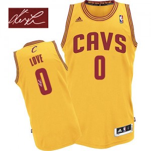Maillot NBA Cleveland Cavaliers #0 Kevin Love Or Adidas Authentic Alternate Autographed - Homme