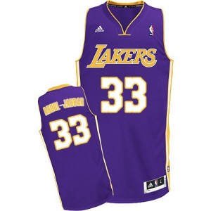 Los Angeles Lakers Kareem Abdul-Jabbar #33 Road Swingman Maillot d'équipe de NBA - Violet pour Homme