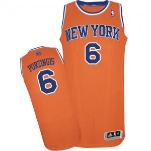 Maillot Adidas Orange Alternate Authentic New York Knicks - Kristaps Porzingis #6 - Homme