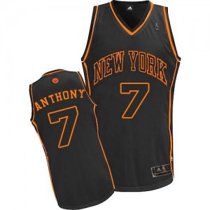 New York Knicks #7 Adidas Fashion Noir / Orange Authentic Maillot d'équipe de NBA Remise - Carmelo Anthony pour Homme