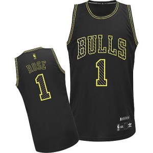 Chicago Bulls Derrick Rose #1 Electricity Fashion Authentic Maillot d'équipe de NBA - Noir pour Homme