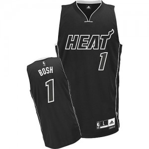 Miami Heat Chris Bosh #1 Shadow Authentic Maillot d'équipe de NBA - Noir pour Homme