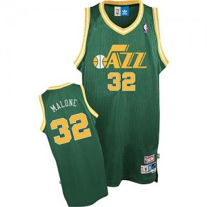 Maillot NBA Authentic Karl Malone #32 Utah Jazz Throwback Vert - Homme