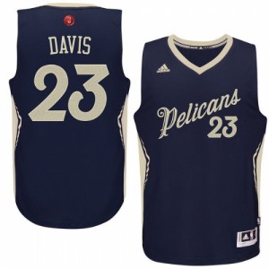 Maillot NBA New Orleans Pelicans #23 Anthony Davis Bleu marin Adidas Authentic 2015-16 Christmas Day - Homme