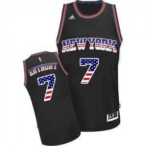 New York Knicks #7 Adidas USA Flag Fashion Noir Authentic Maillot d'équipe de NBA Remise - Carmelo Anthony pour Homme