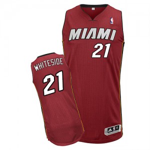 Maillot NBA Rouge Hassan Whiteside #21 Miami Heat Alternate Authentic Enfants Adidas
