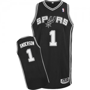 Maillot NBA Noir Kyle Anderson #1 San Antonio Spurs Road Authentic Homme Adidas