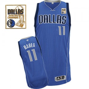 Dallas Mavericks Jose Barea #11 Road Champions Patch Authentic Maillot d'équipe de NBA - Bleu royal pour Homme