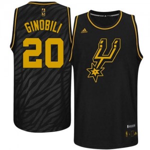 San Antonio Spurs #20 Adidas Precious Metals Fashion Noir Authentic Maillot d'équipe de NBA Promotions - Manu Ginobili pour Homme