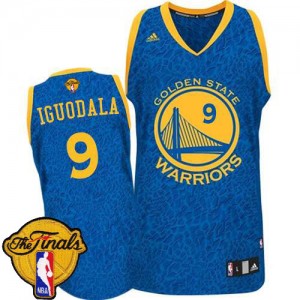 Maillot NBA Authentic Andre Iguodala #9 Golden State Warriors Crazy Light 2015 The Finals Patch Bleu - Homme