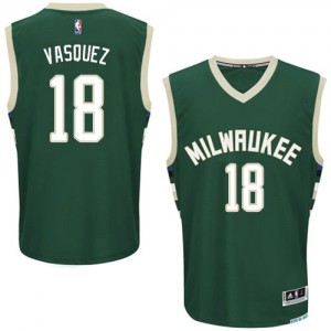 Maillot Adidas Vert Road Authentic Milwaukee Bucks - Greivis Vasquez #18 - Homme