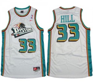 Detroit Pistons #33 Nike Throwback Blanc Authentic Maillot d'équipe de NBA Remise - Grant Hill pour Homme