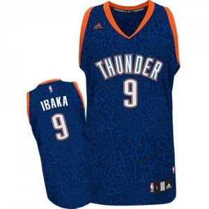 Maillot NBA Oklahoma City Thunder #9 Serge Ibaka Bleu Adidas Swingman Crazy Light - Homme