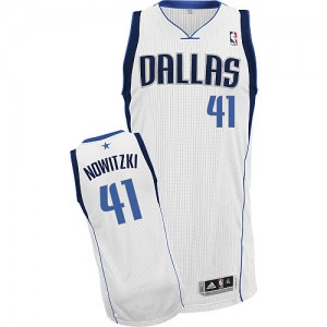 Maillot Authentic Dallas Mavericks NBA Home Blanc - #41 Dirk Nowitzki - Homme