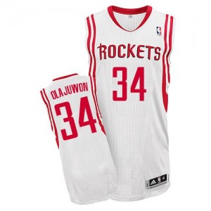 Maillot Authentic Houston Rockets NBA Home Blanc - #34 Hakeem Olajuwon - Homme