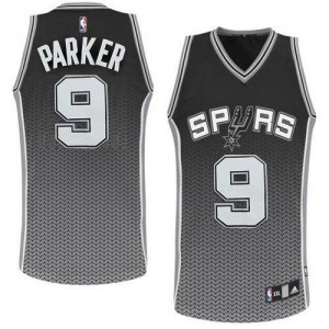 Maillot NBA San Antonio Spurs #9 Tony Parker Noir Adidas Authentic Resonate Fashion - Homme