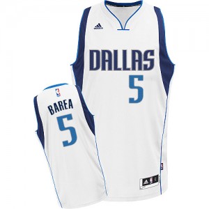 Maillot NBA Blanc Jose Juan Barea #5 Dallas Mavericks Home Swingman Homme Adidas