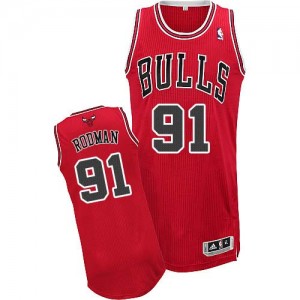 Maillot NBA Authentic Dennis Rodman #91 Chicago Bulls Road Rouge - Homme