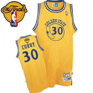 Maillot NBA Or Stephen Curry #30 Golden State Warriors Throwback 2015 The Finals Patch Authentic Enfants Adidas