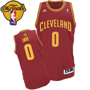 Maillot NBA Cleveland Cavaliers #0 Kevin Love Vin Rouge Adidas Swingman Road 2015 The Finals Patch - Homme