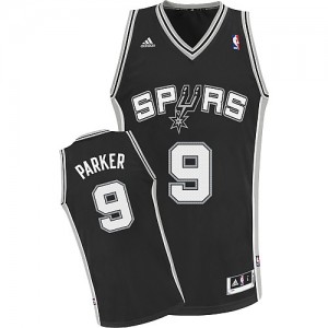 San Antonio Spurs Tony Parker #9 Road Swingman Maillot d'équipe de NBA - Noir pour Enfants