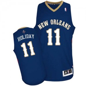 Maillot NBA Bleu marin Jrue Holiday #11 New Orleans Pelicans Road Authentic Homme Adidas