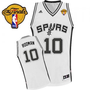 Maillot NBA San Antonio Spurs #10 Dennis Rodman Blanc Adidas Swingman Home Finals Patch - Homme